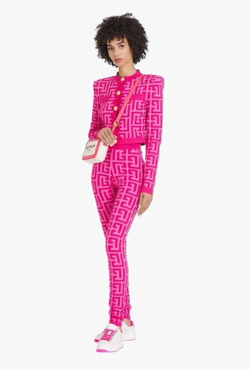Balmain Balmain x Barbie - Knit leggings with light pink Balmain monogram outlook