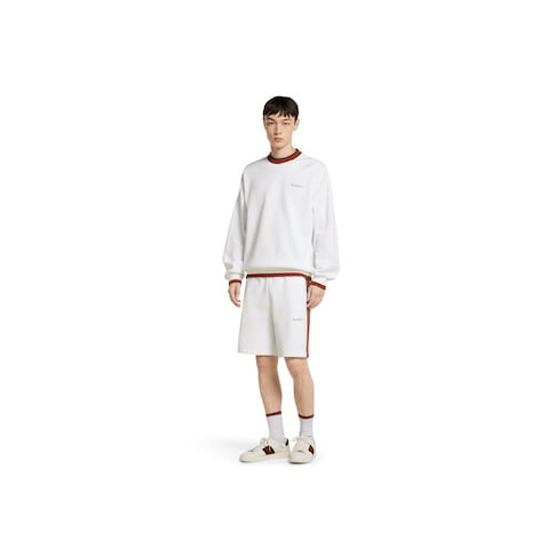 GUCCI Cotton piquet sweatshirt with Web outlook