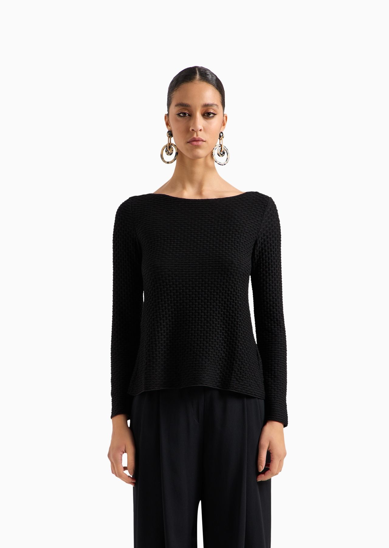 ASV recycled jersey jacquard boat-neck flared jumper - 2