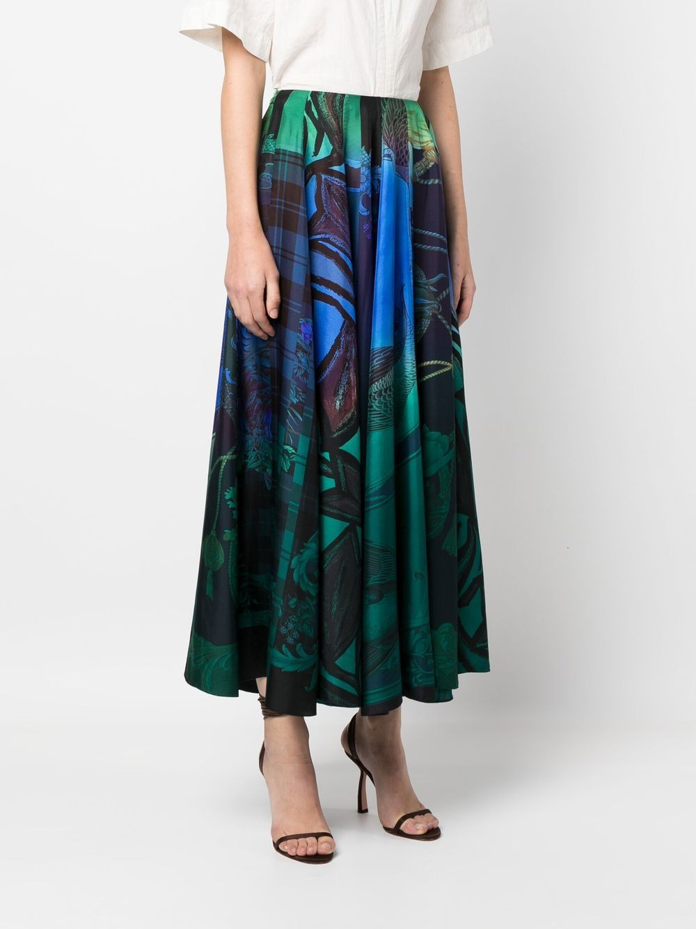 graphic-print silk midi skirt - 3