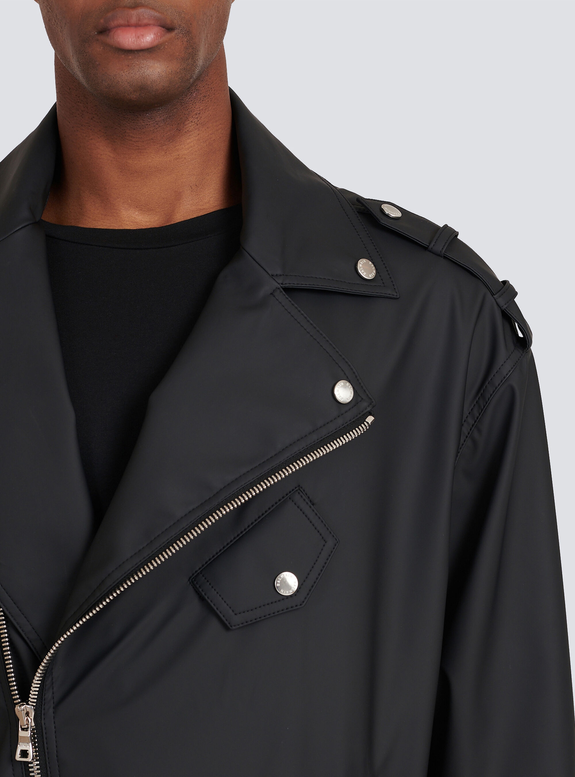 Quilted faux leather biker jacket - 10