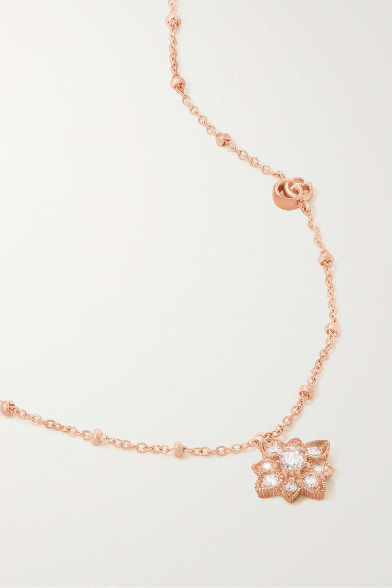 Flora 18-karat rose gold diamond necklace 4