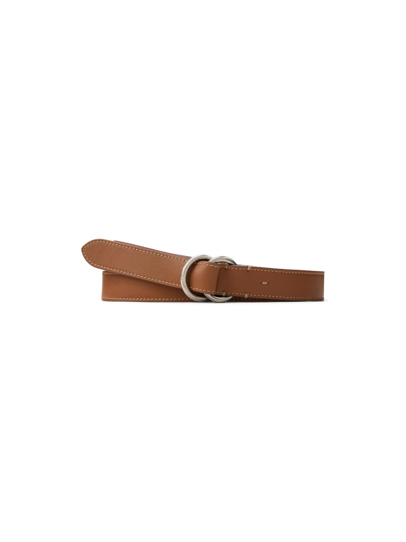 Men's O-Ring Skinny Leather Belt - Gold 1