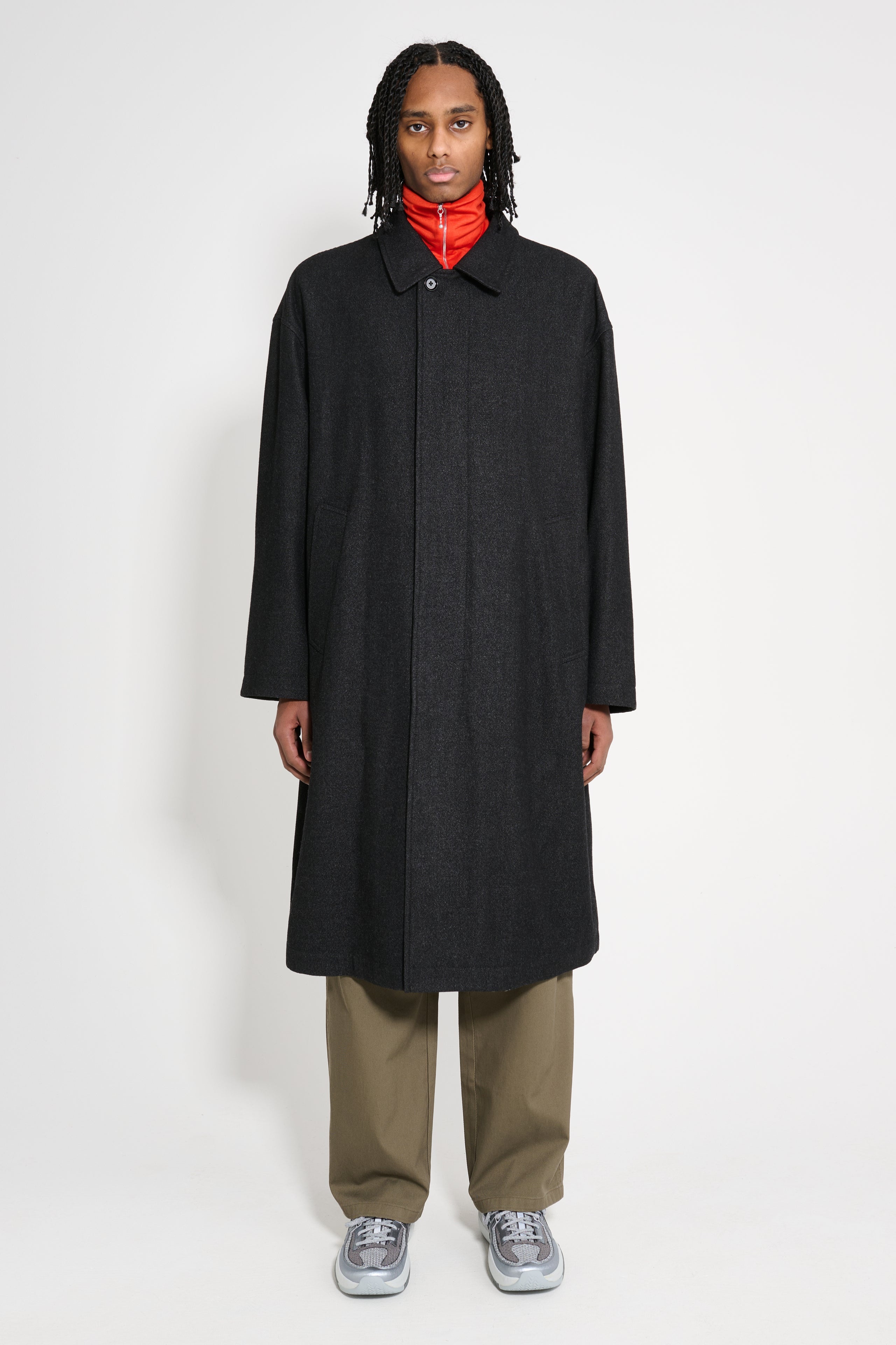 LEMAIRE BOXY OVERCOAT BLACK / GREY MELANGE - 1