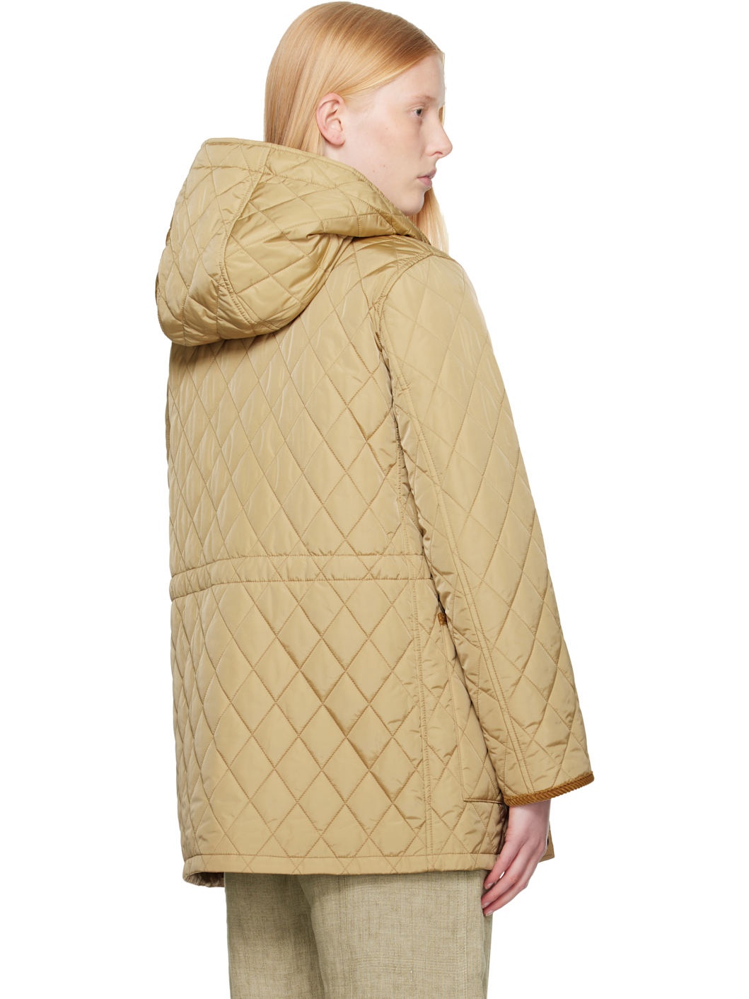 Beige Quilted Hooded Jacket - 3