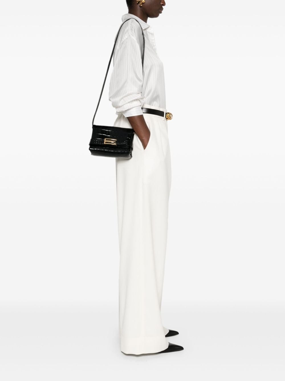 Frame embossed-crocodile crossbody bag - 2