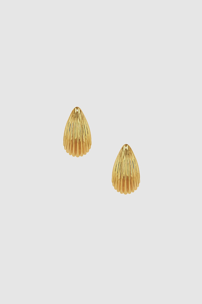 Ribbed Drop Earrings - Gold 1