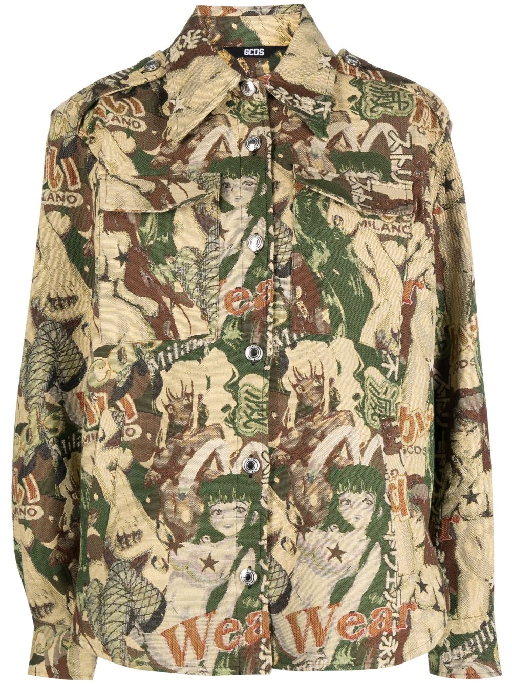Hentai jacquard-pattern shirt jacket - 1