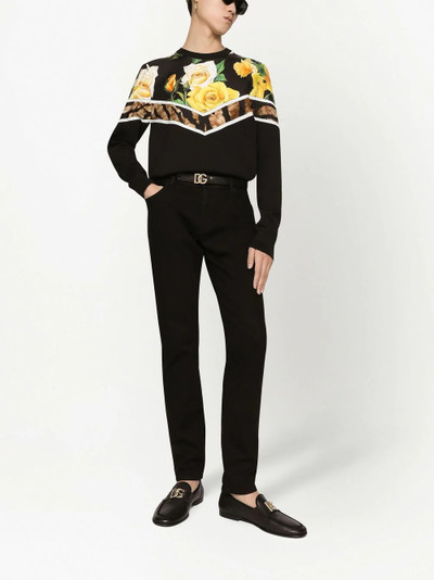 Dolce & Gabbana floral leopard-print silk jumper outlook