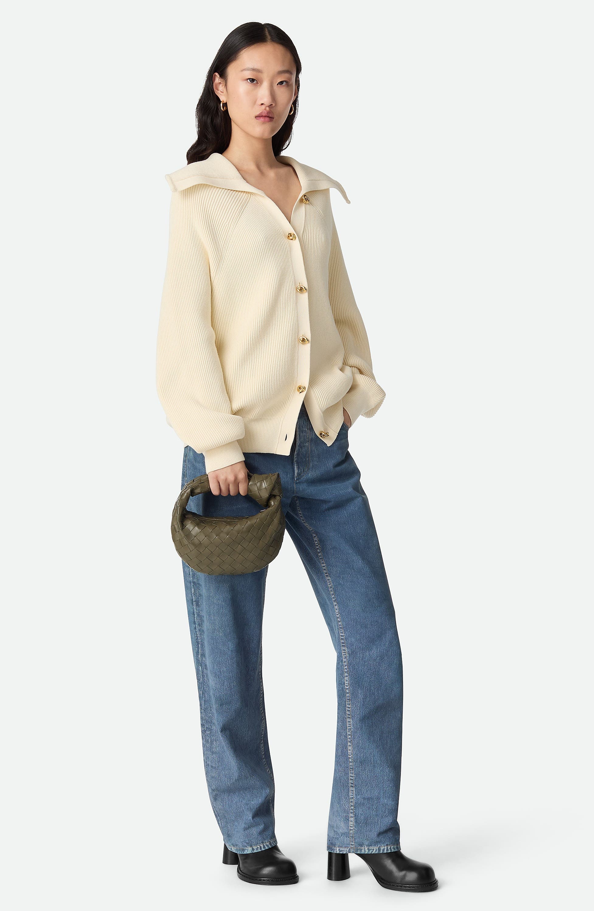 Bottega Veneta Mini Jodie Leather Hobo in 3228 Cypress-Gold at Nordstrom - 2