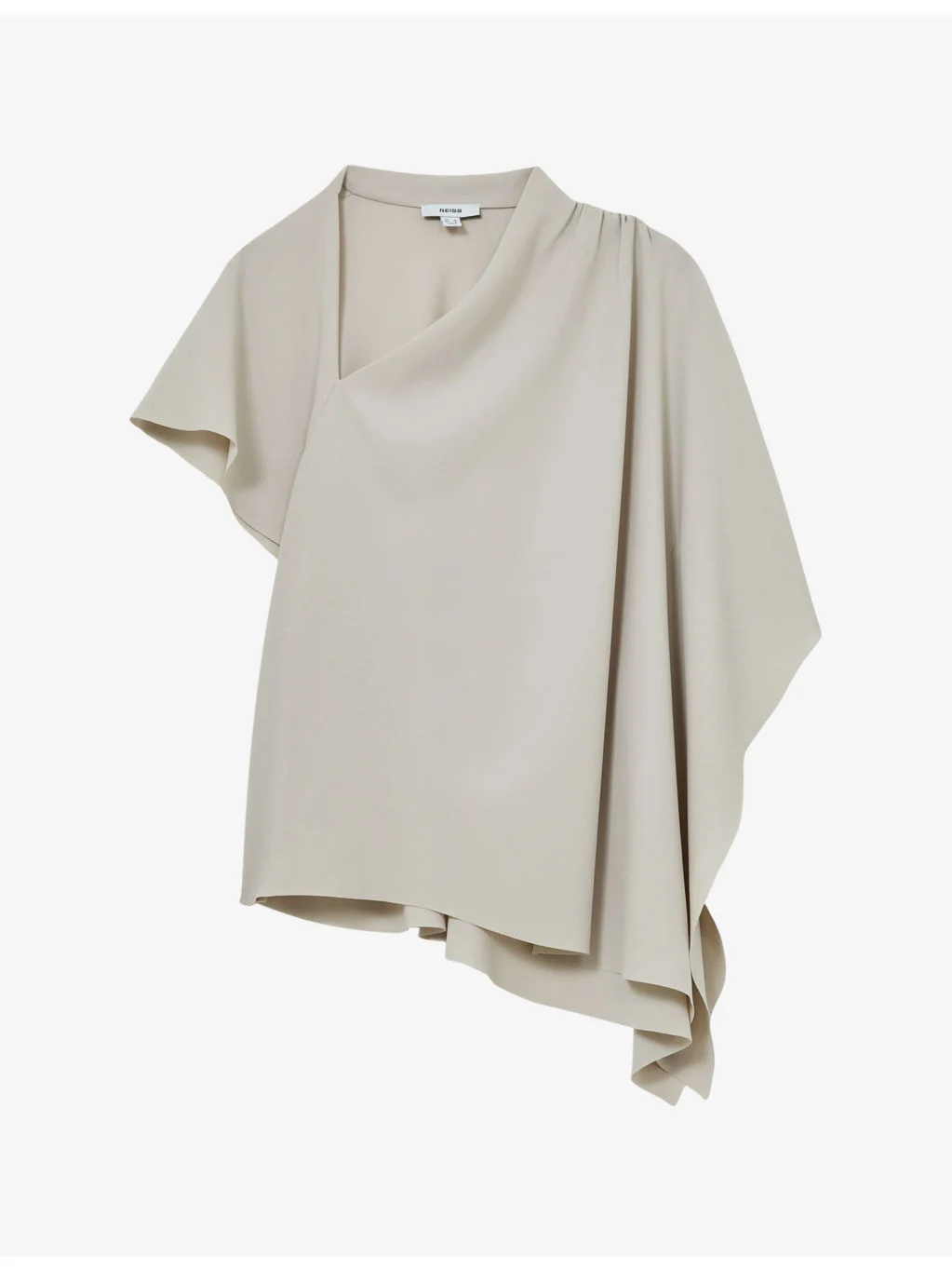 Jade Asymmetric Draped-Sleeve Woven Top - 1