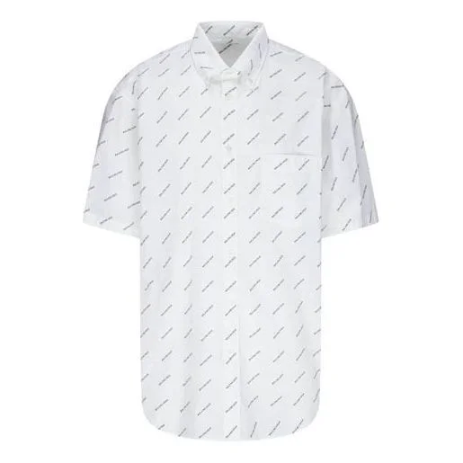 Balenciaga All Over Logo Shirt 'White Black' 534332TBL969040 - 1