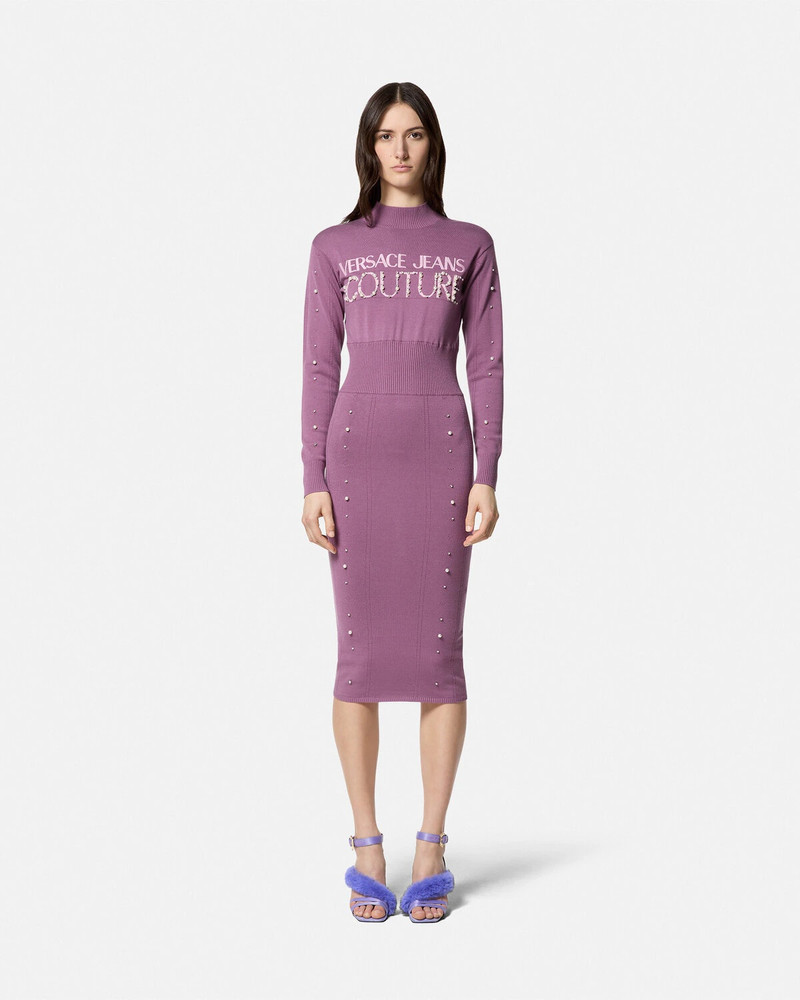 VERSACE JEANS COUTURE Embellished Logo Knit Long Dress outlook