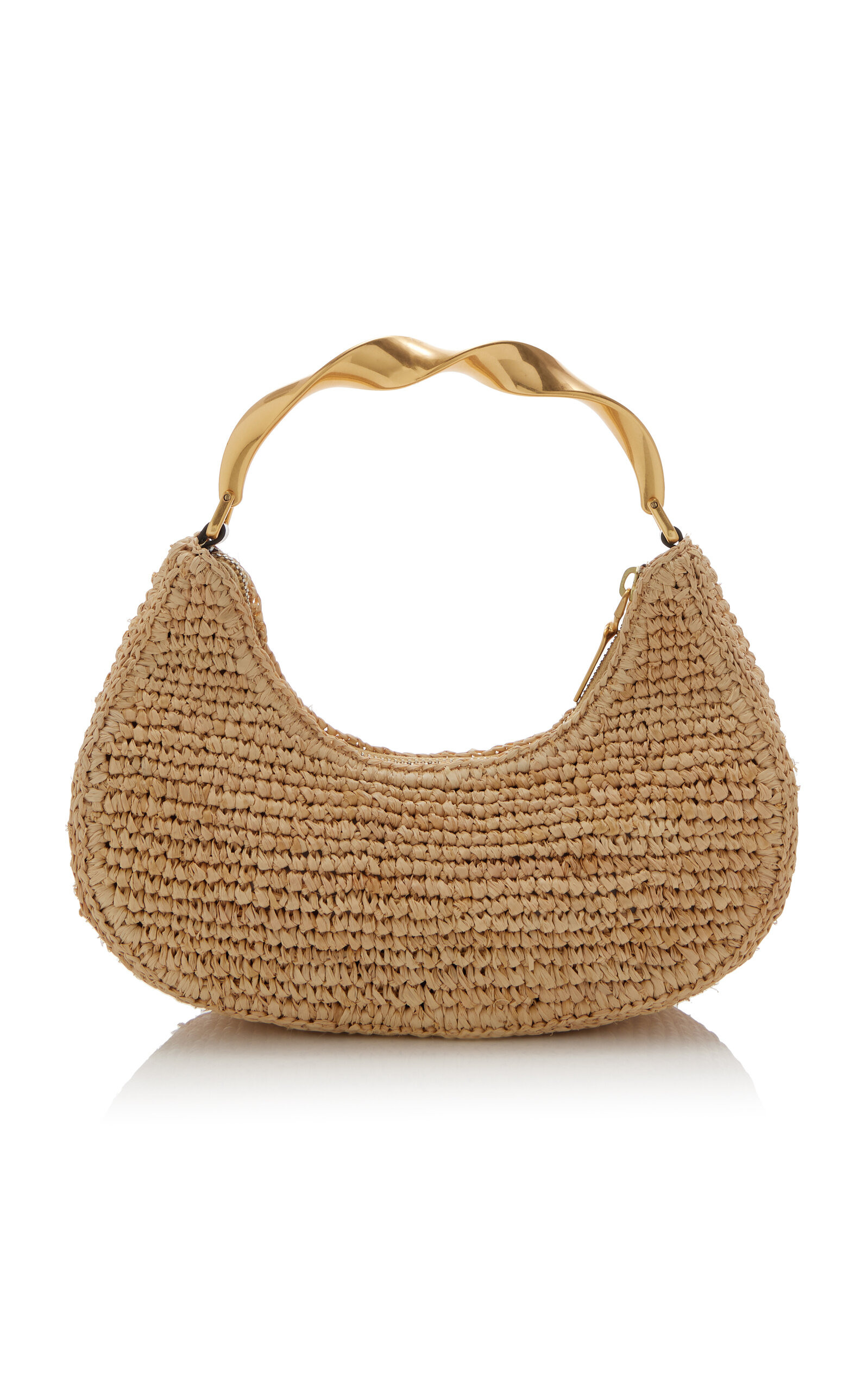 Nixi Twist Handle Raffia Shoulder Bag neutral - 4