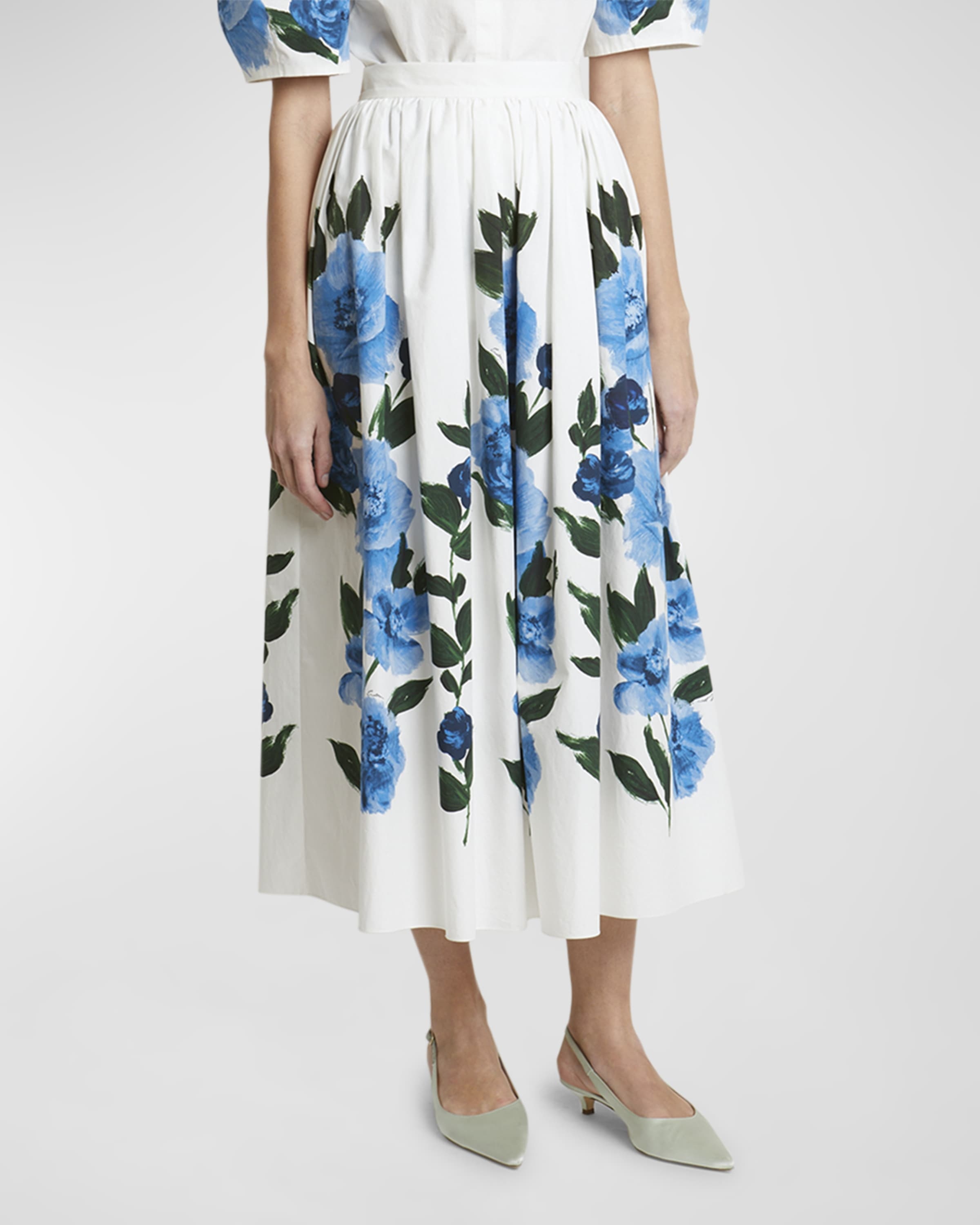 Painted Floral Volume Midi Skirt - 2