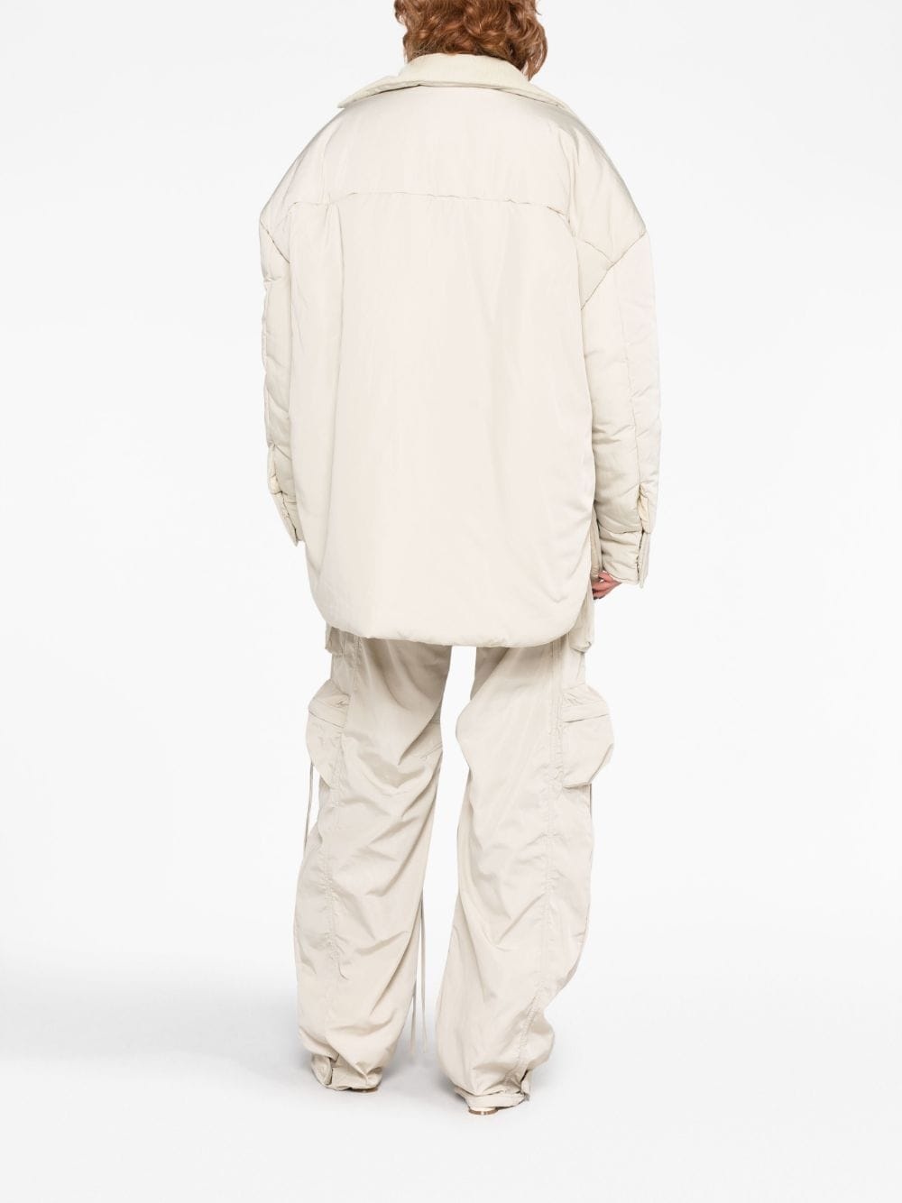 padded buttoned oversized coat - 4