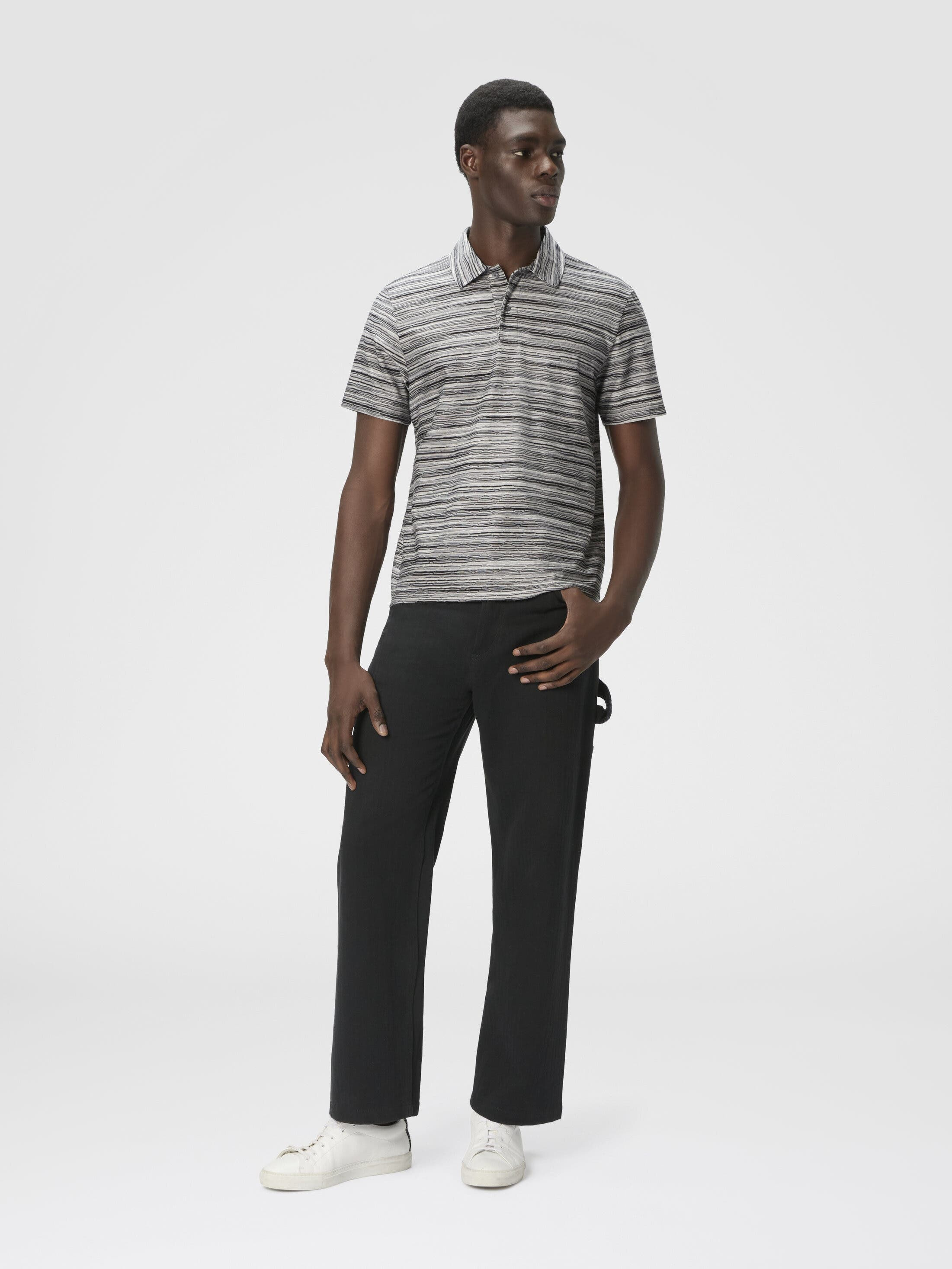 Missoni Short Sleeve Polo In Flame Jersey in Grey at Nordstrom - 2