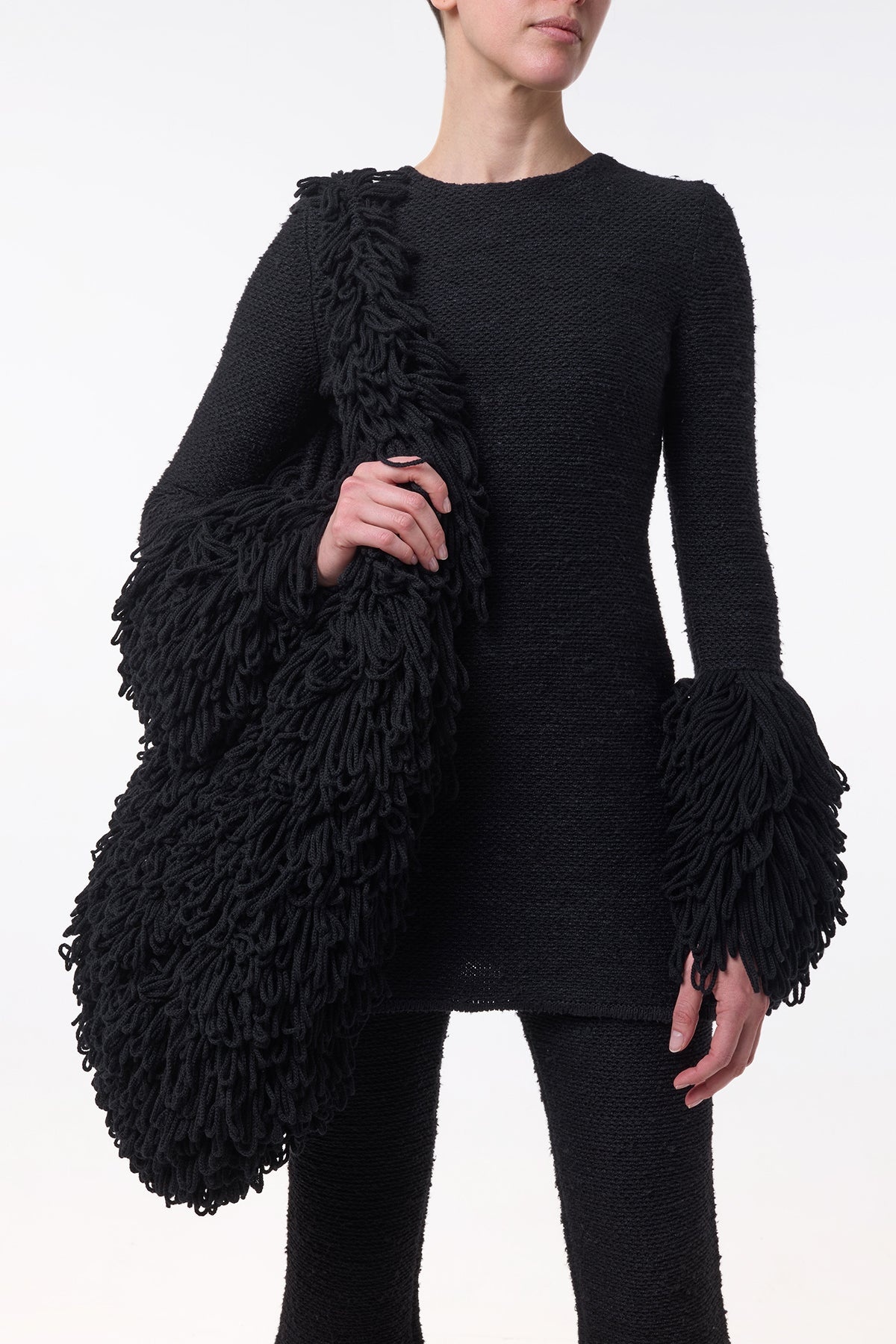 Liam Knit Mini Dress in Black Cashmere Silk - 7