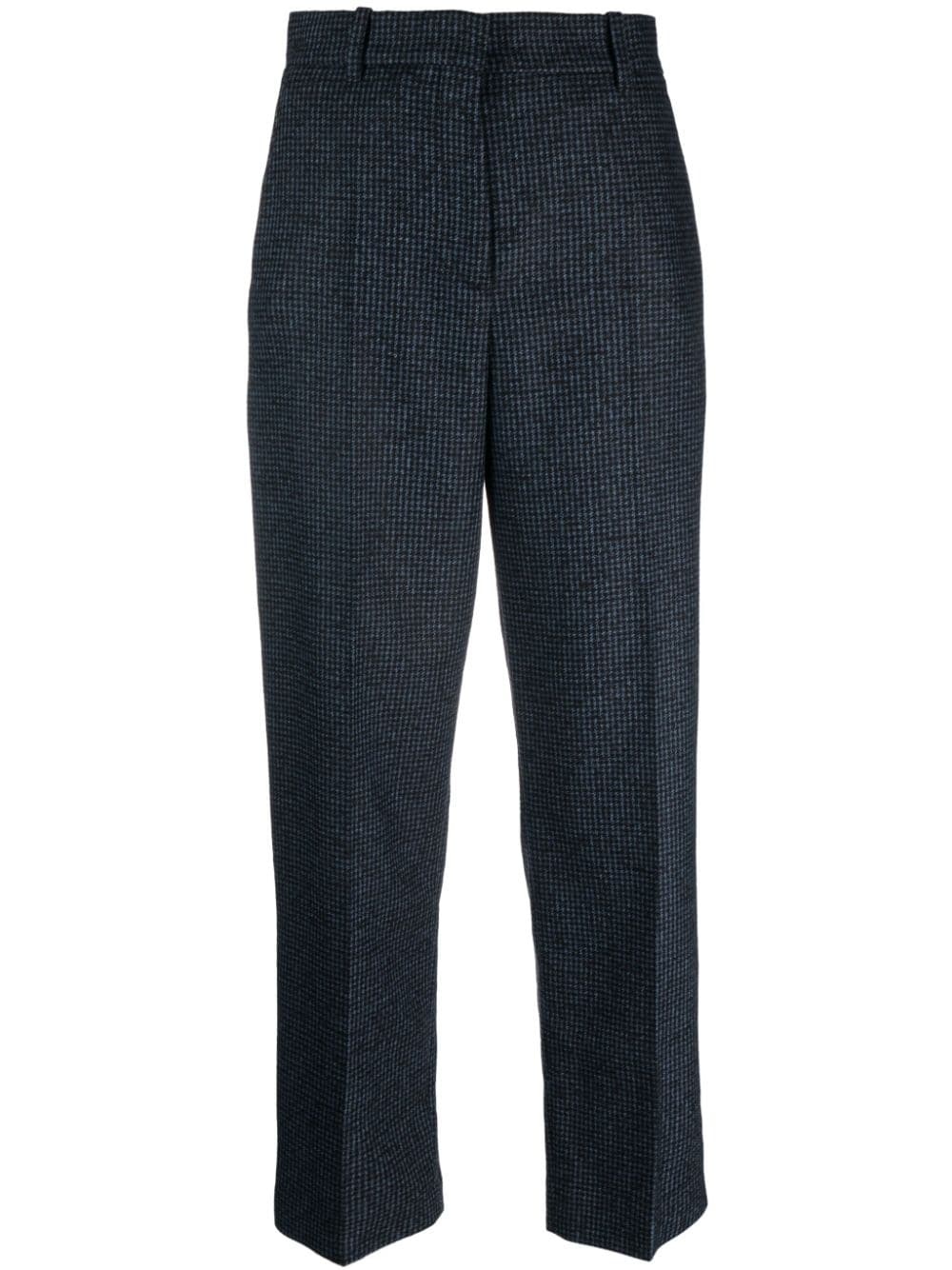 micro-houndstooth straight-leg trousers - 1