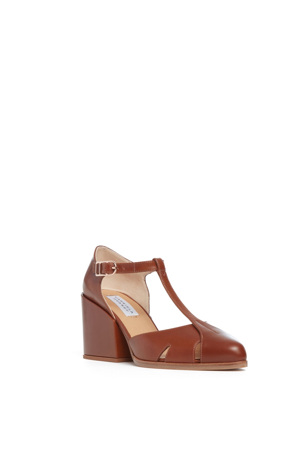 Hawes T-Strap Heel in Cognac Leather - 2