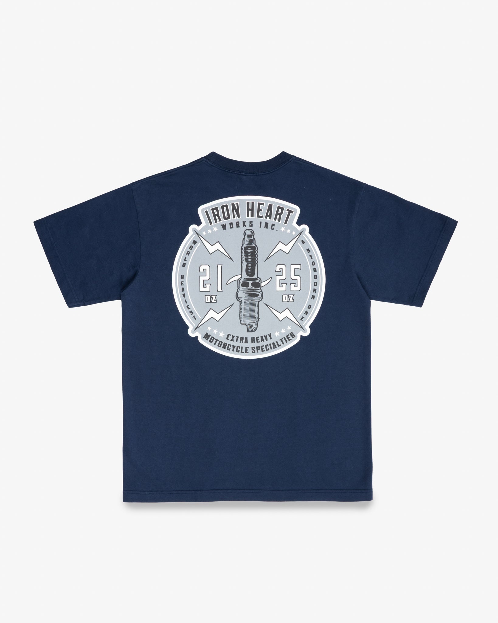 7.5OZ PRINTED LOOPWHEEL CREW NECK T-SHIRT - NAVY BLUE - 5