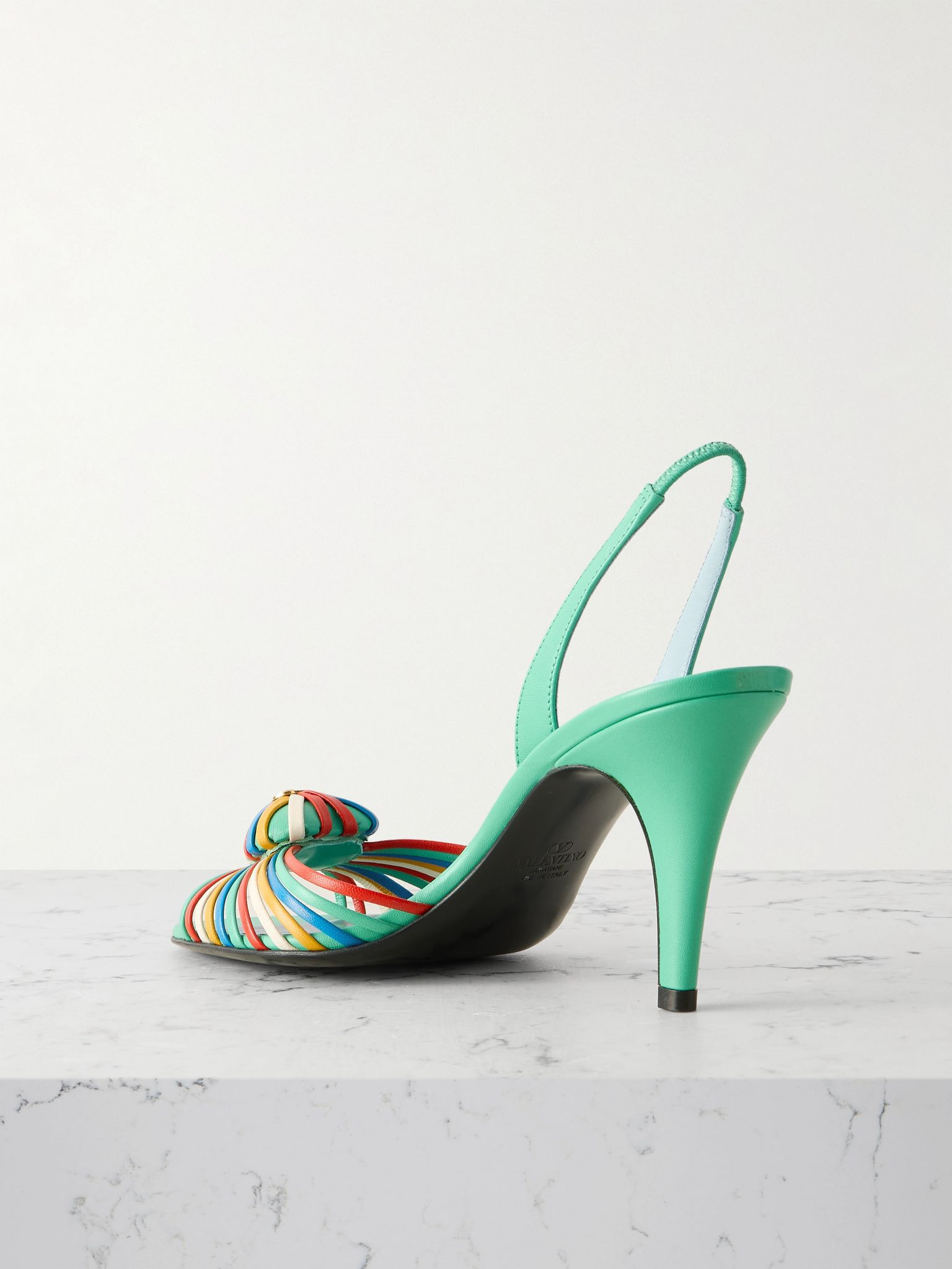 85 embellished leather slingback sandals Green - 3