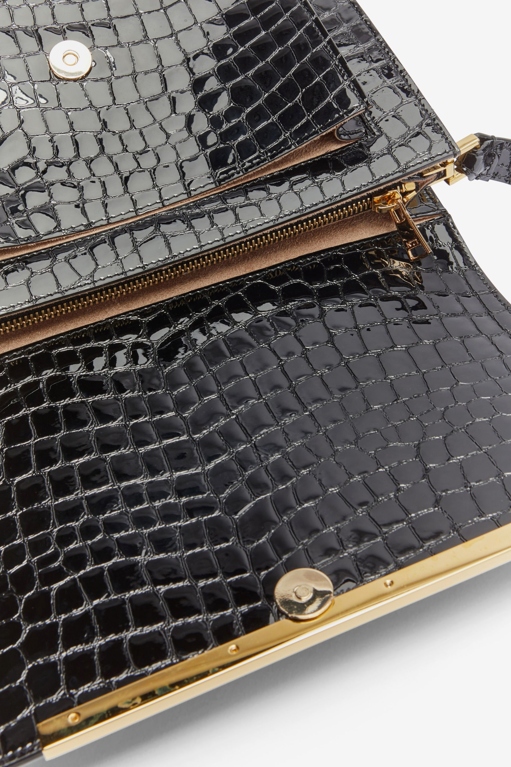 EDITH CROC-EFFECT LEATHER SHOULDER BAG - 5
