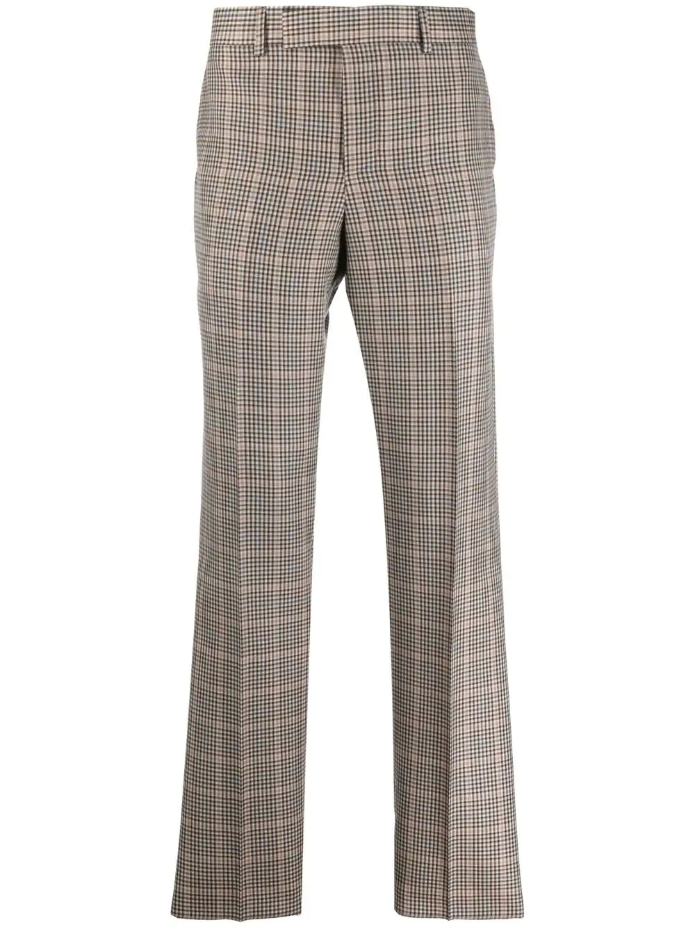 check-print straight-leg trousers - 1