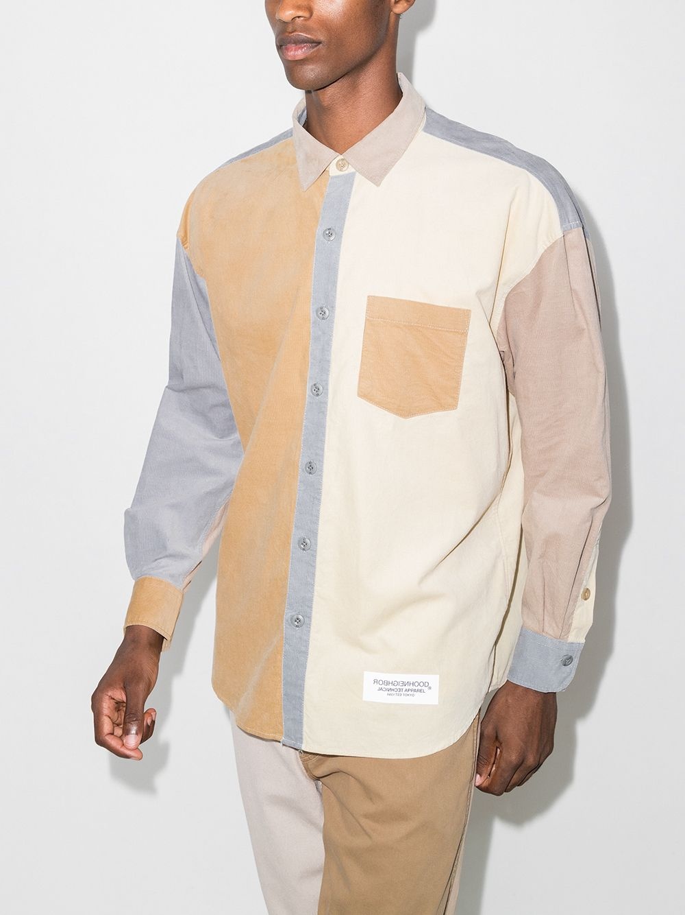 neutral colourblock shirt - 2