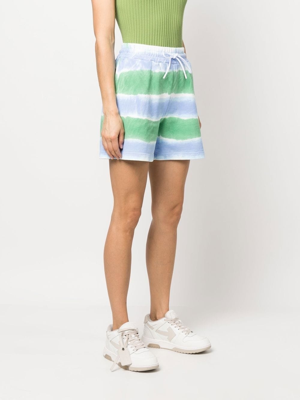 stripe-pattern drawstring shorts - 3