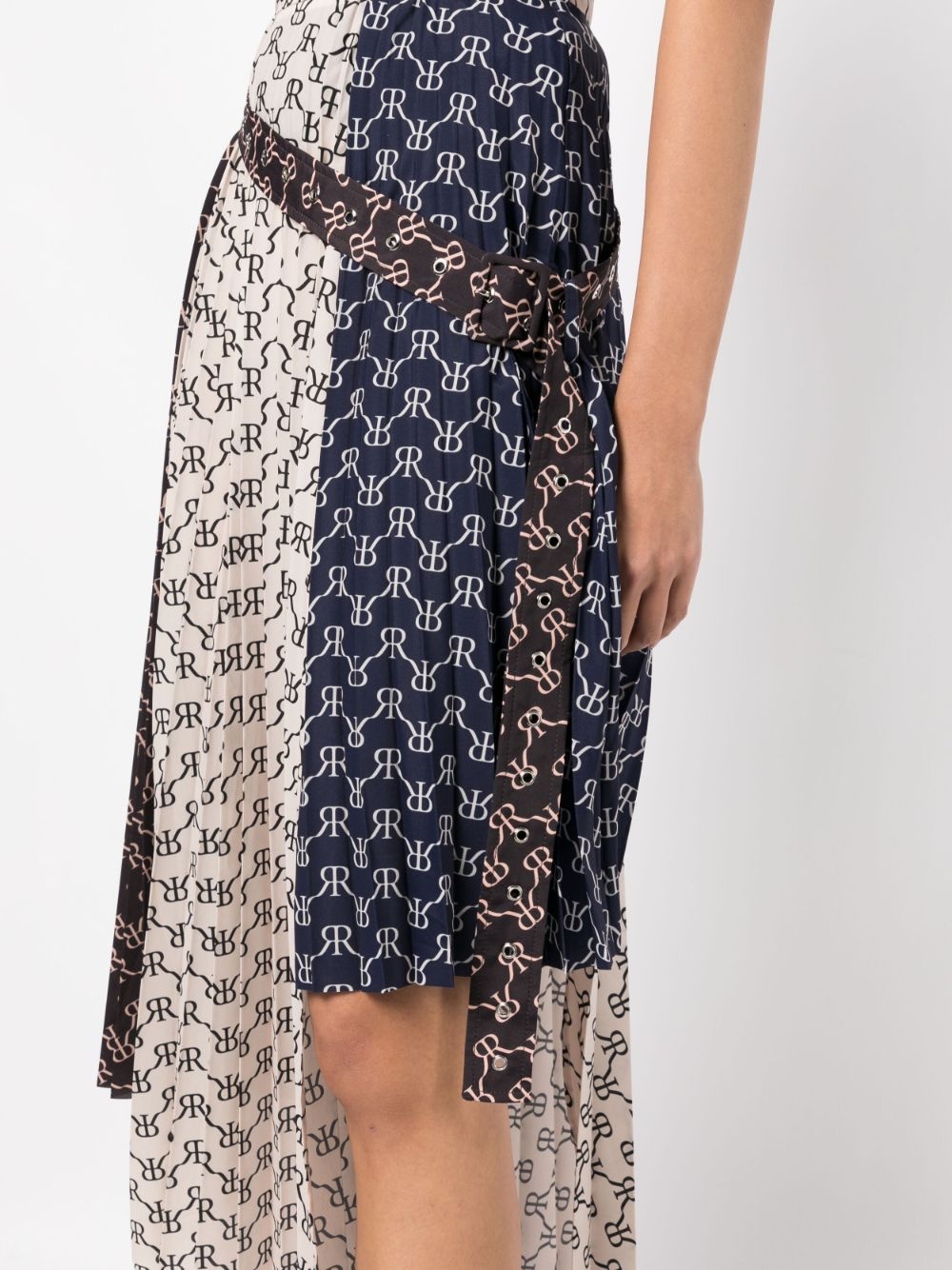 asymmetric monogram-print skirt - 5