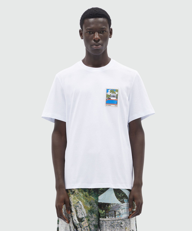 MSGM White jersey T-Shirt and "La Vedetta" patch outlook