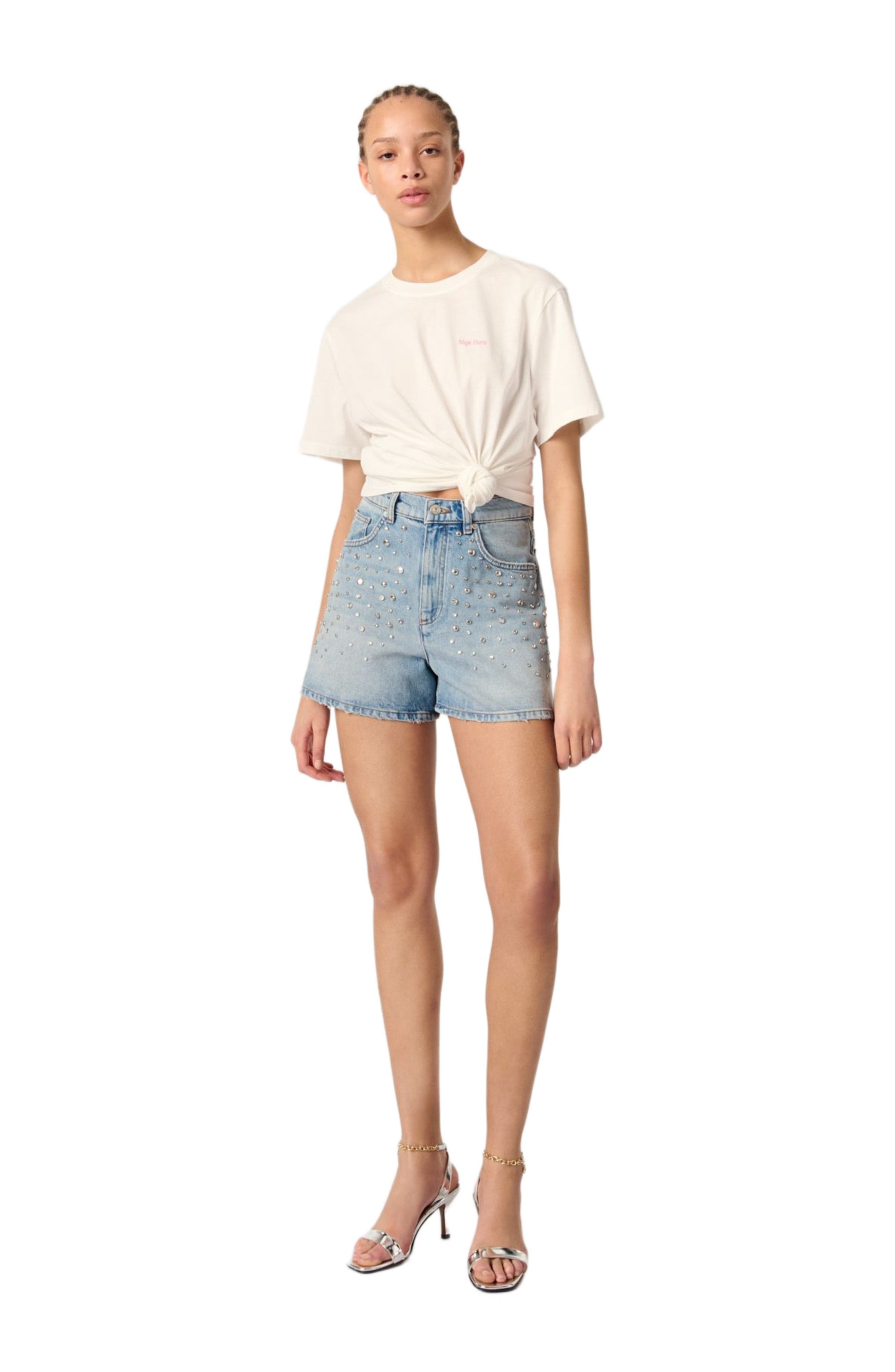 maje Studded denim shorts in Blue at Nordstrom - 1