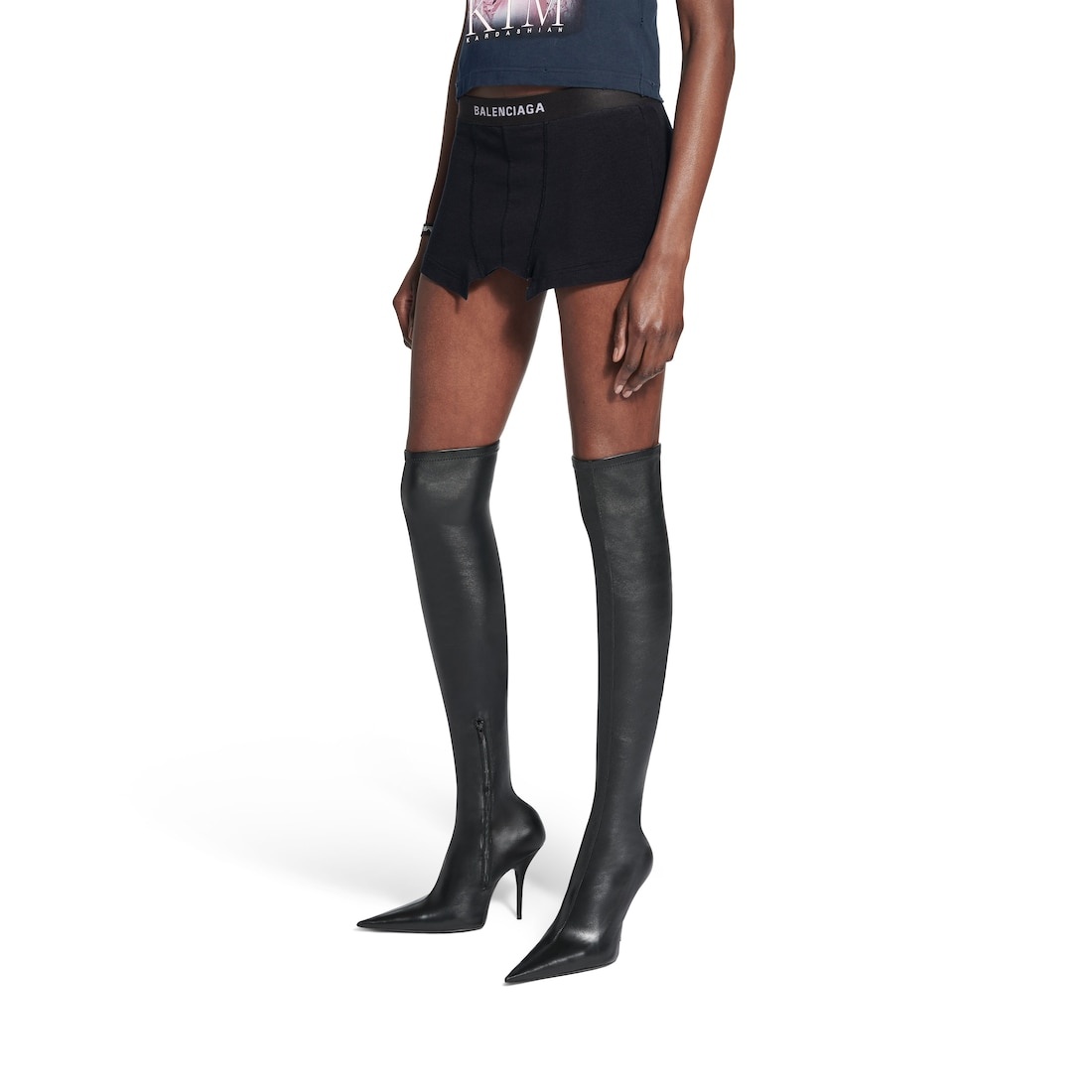 Women's Cut Off Brief Skirt in Black Faded - 5