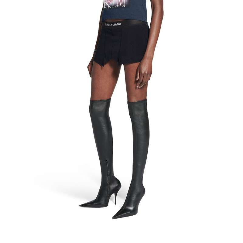 Women's Cut Off Brief Skirt in Black Faded 5