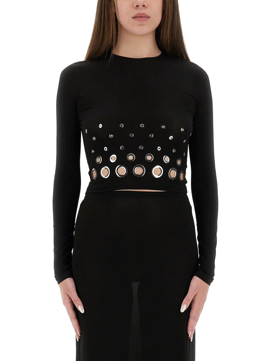 Rabanne Cropped Top With Eyelets - 1