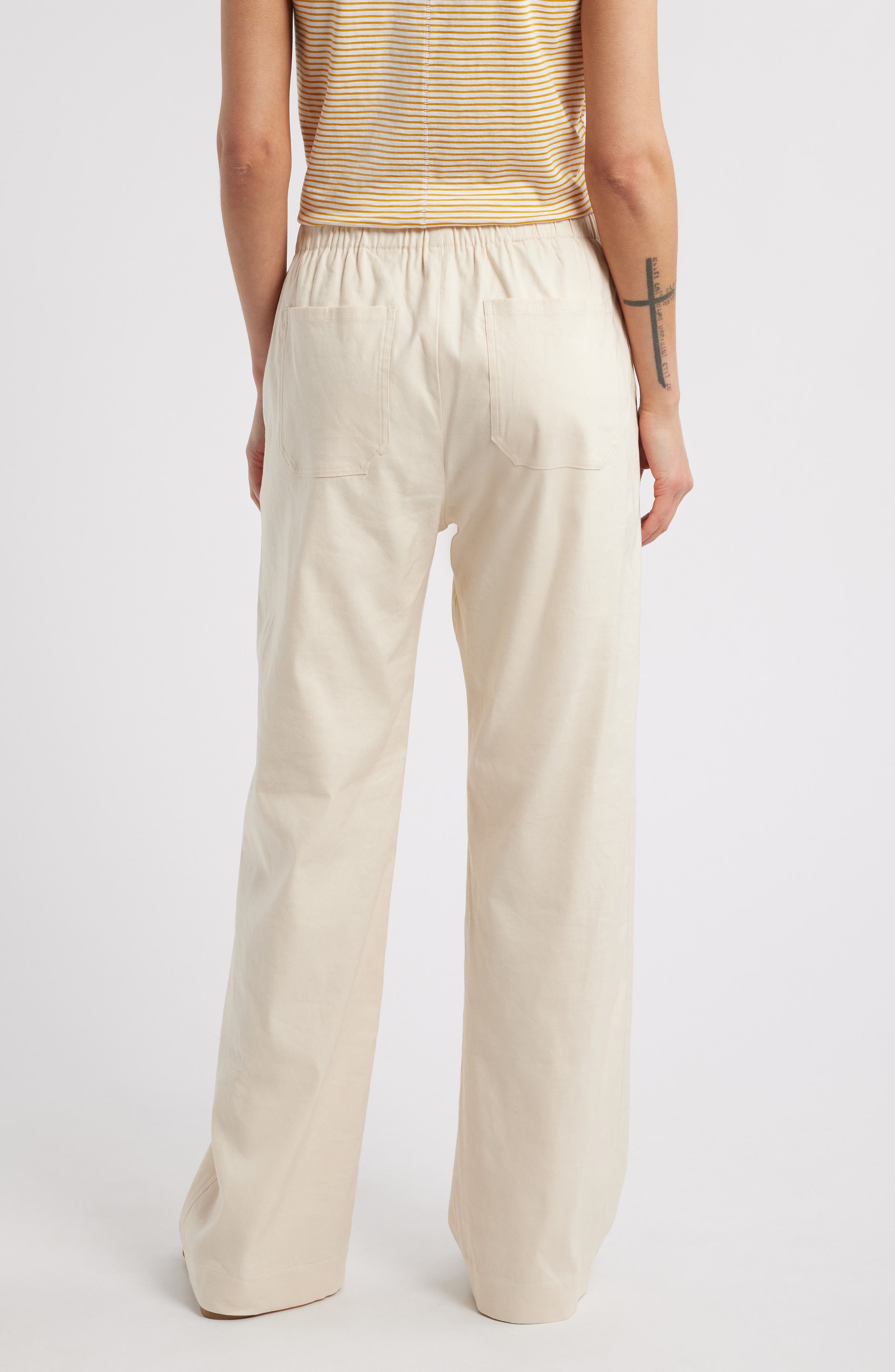 rag & bone Logan Drawstring Linen Blend Pants in Ivory at Nordstrom - 2