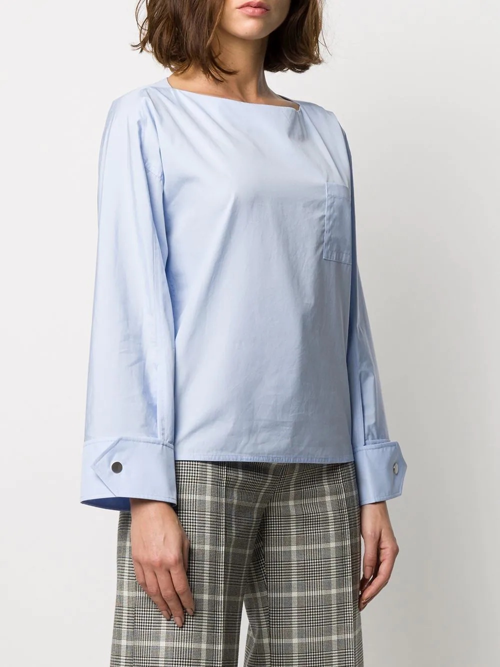 patch-pocket long-sleeve blouse - 3