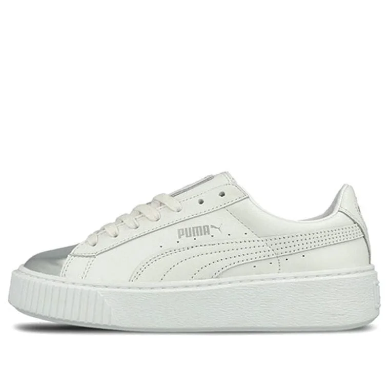 (WMNS) PUMA Basket Skate shoes 'White Silver' 366169-01 - 1