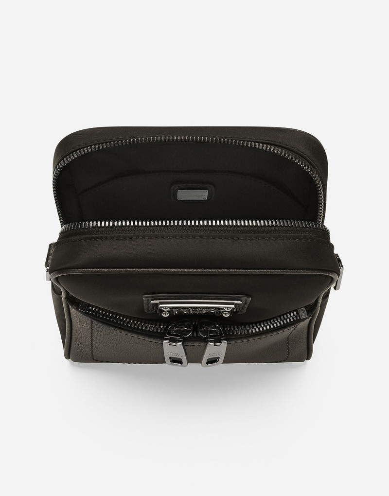 Grainy calfskin and nylon crossbody bag 5