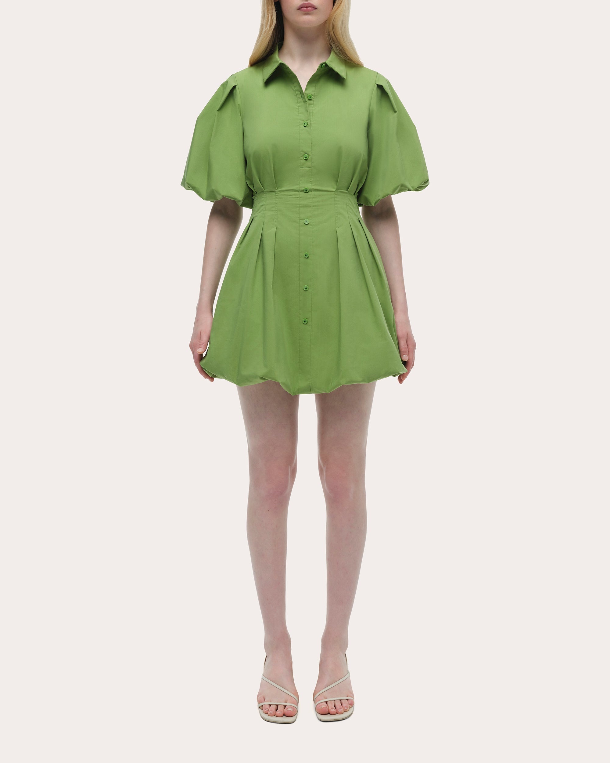 Cleo Poplin Puff-Sleeve Mini Shirt Dress - 5