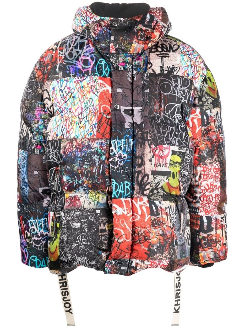 graffiti-print down puffer jacket - 1