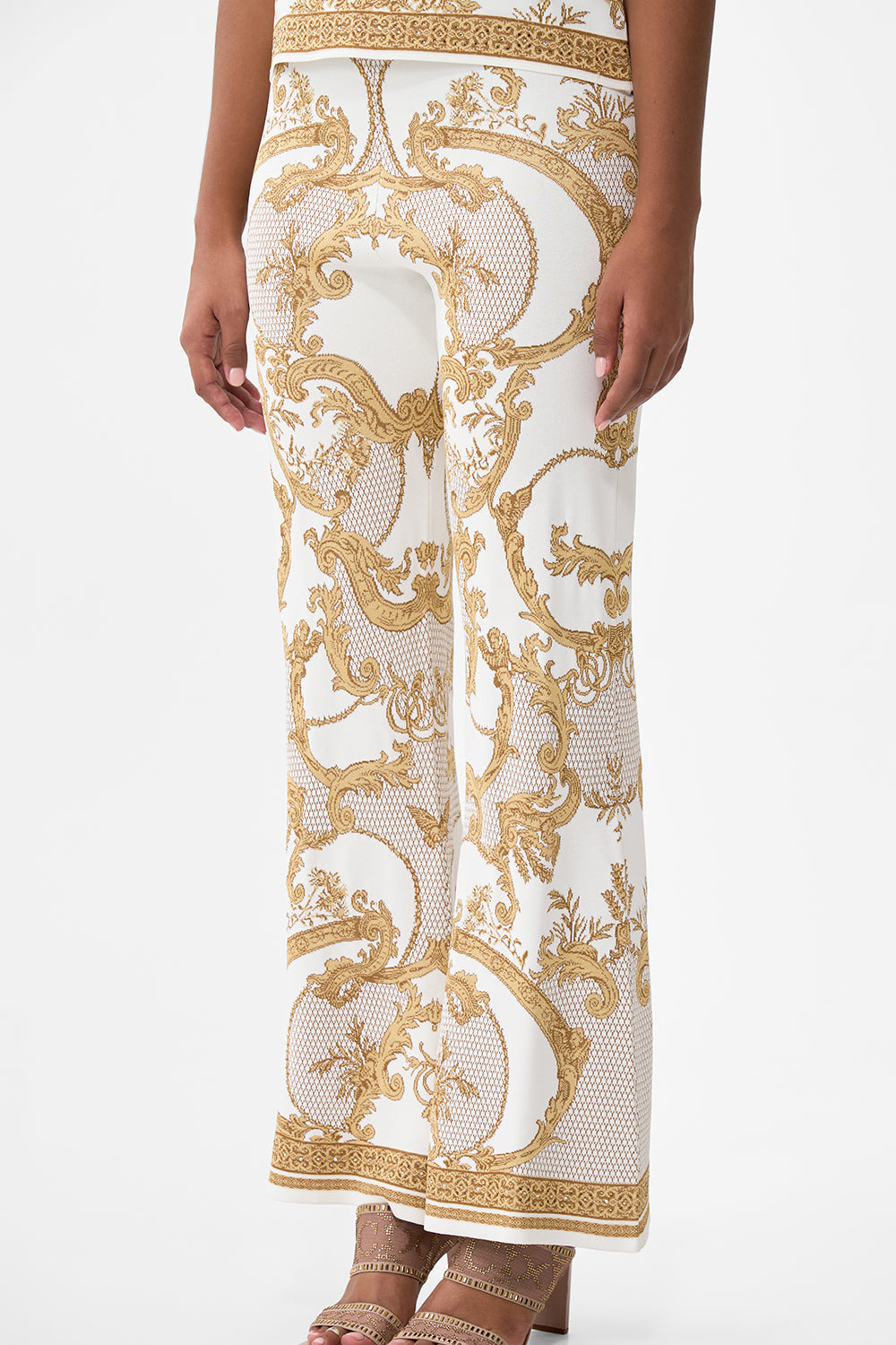 FLARED JACQUARD KNIT PANT - 5