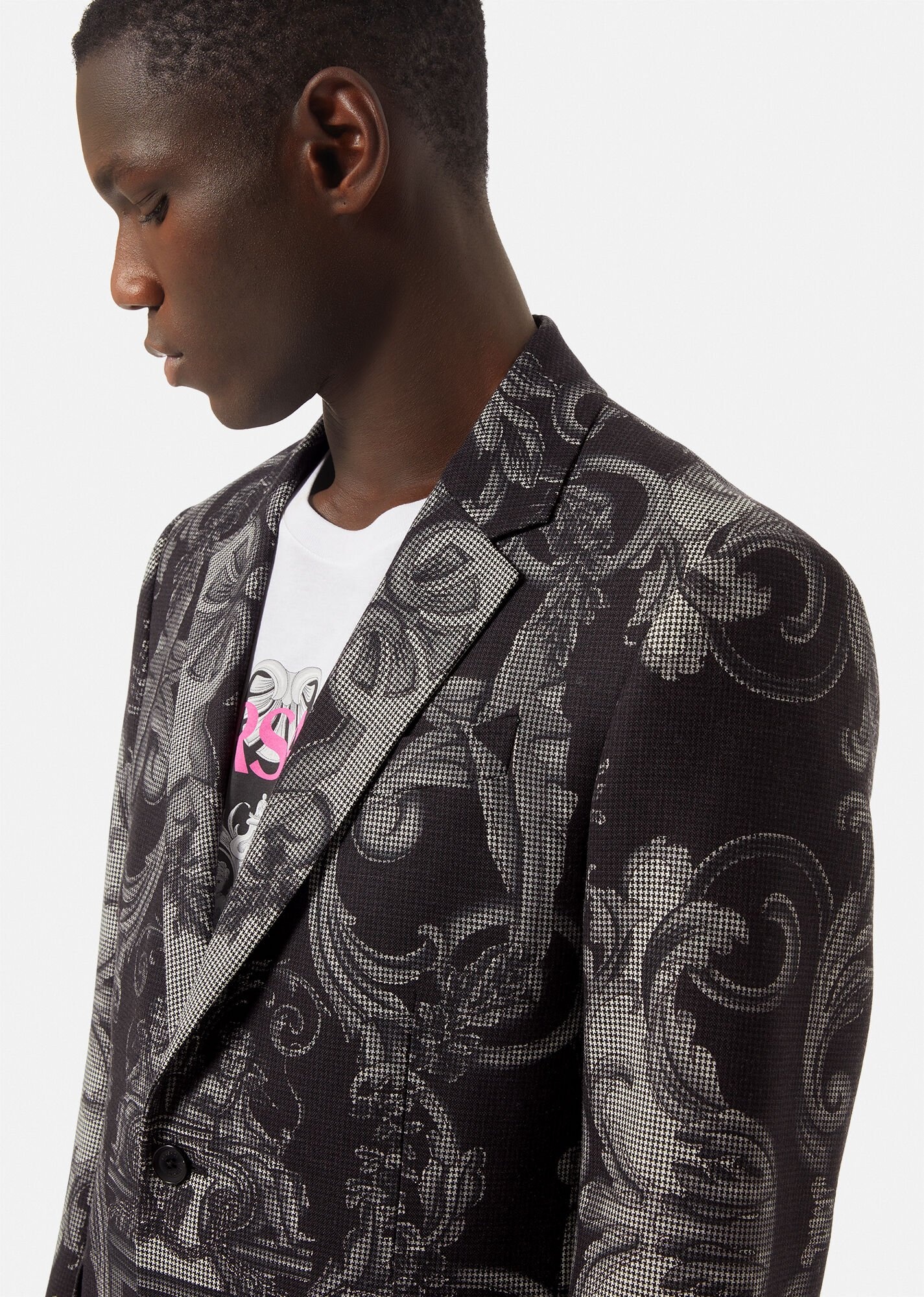 Silver Baroque Wool Blazer - 5