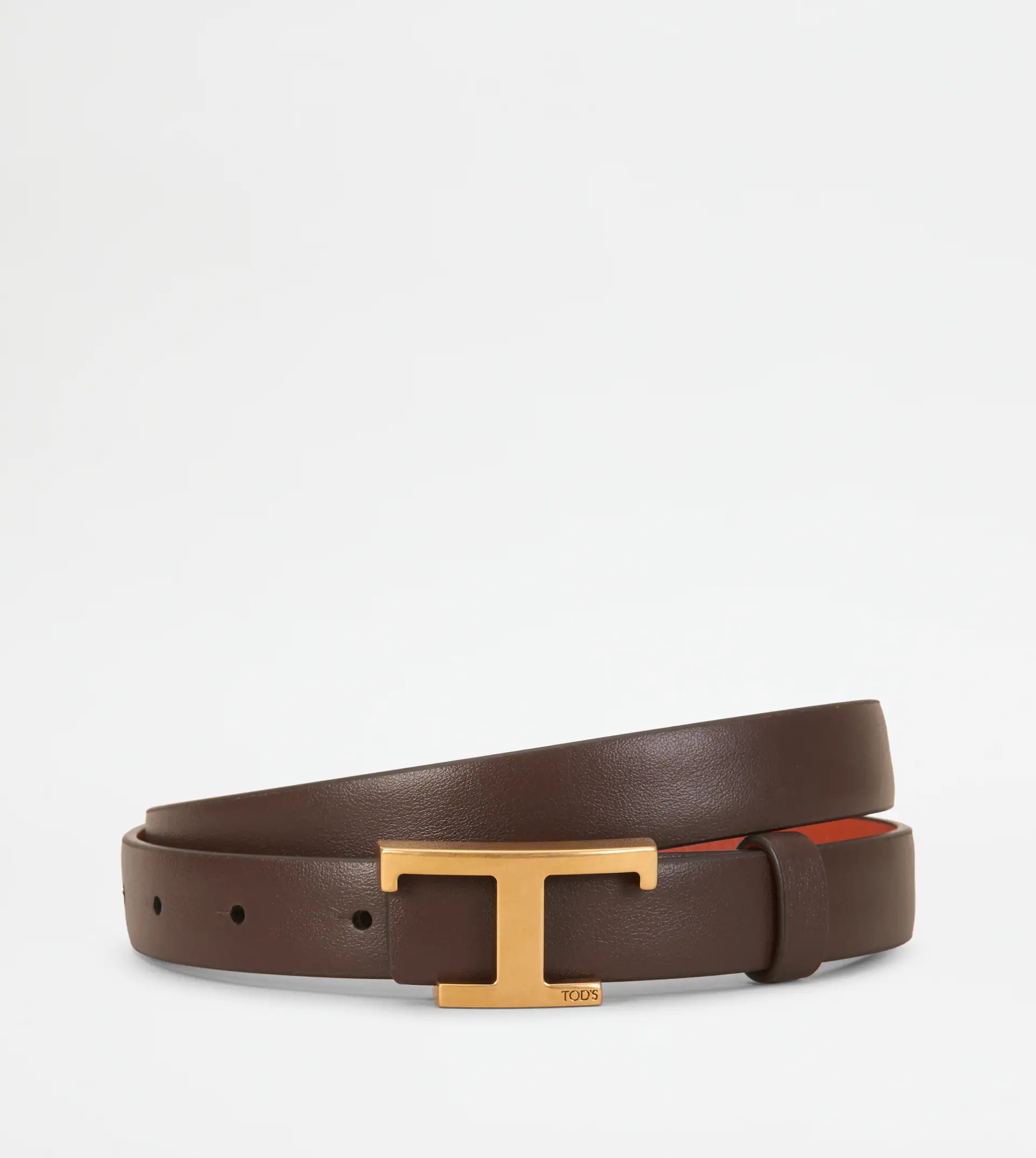 TIMELESS REVERSIBLE BELT IN LEATHER - ORANGE, BROWN - 3