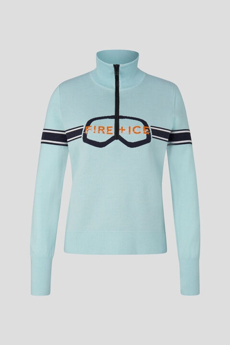 Azra Half-zip knitted pullover in Ice blue 1