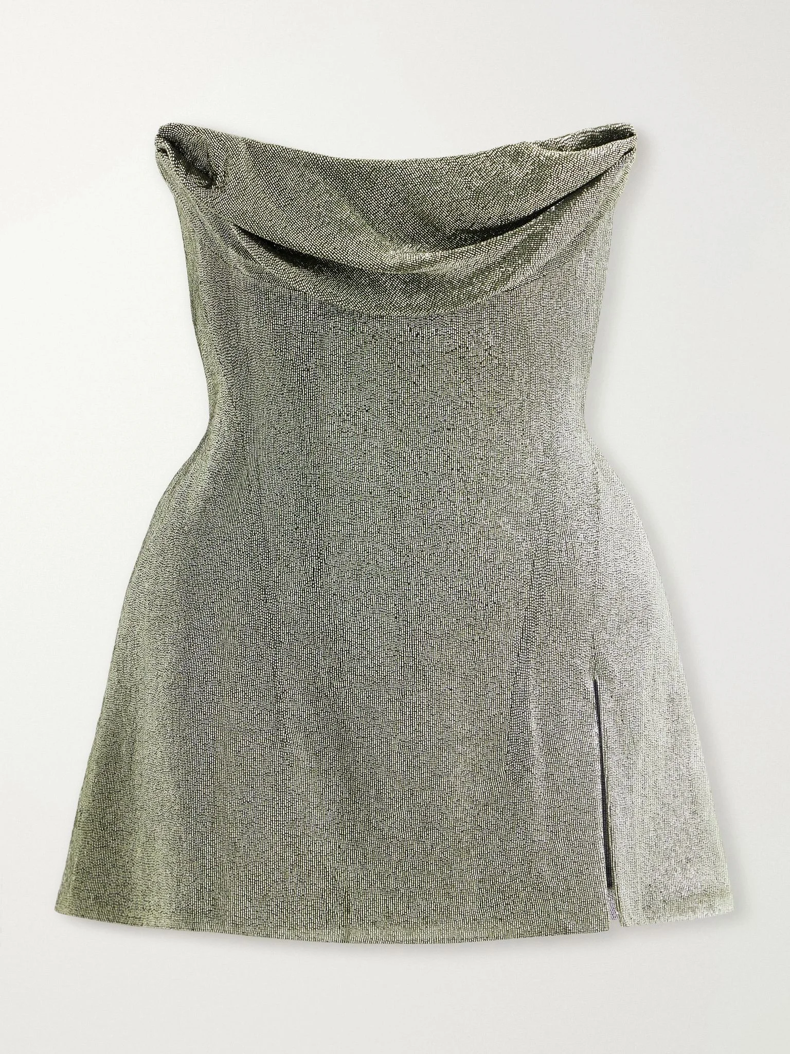 Ivy strapless bead-embellished satin mini dress Gunmetal - 1
