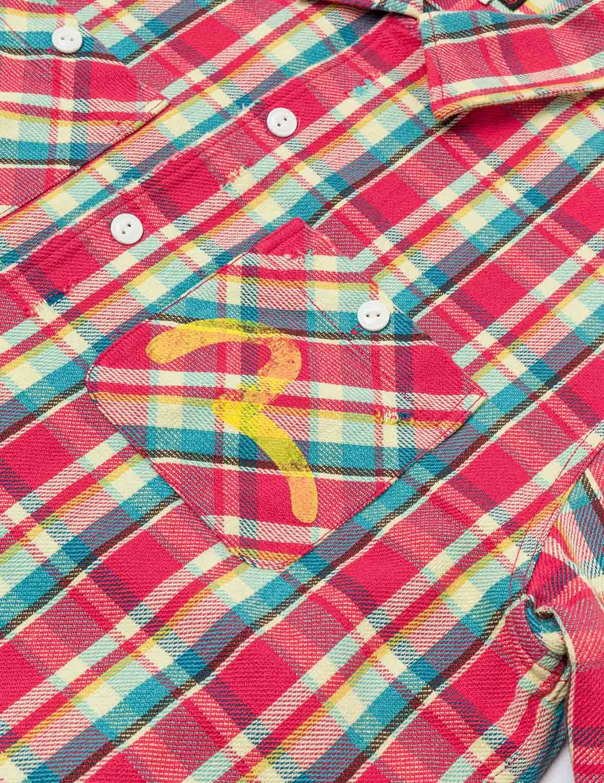 Seagull Print Relax Fit Plaid Flannel Shirt - 6