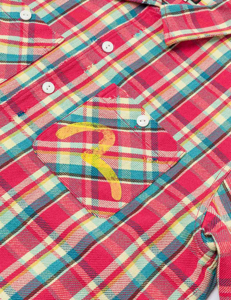Seagull Print Relax Fit Plaid Flannel Shirt 6