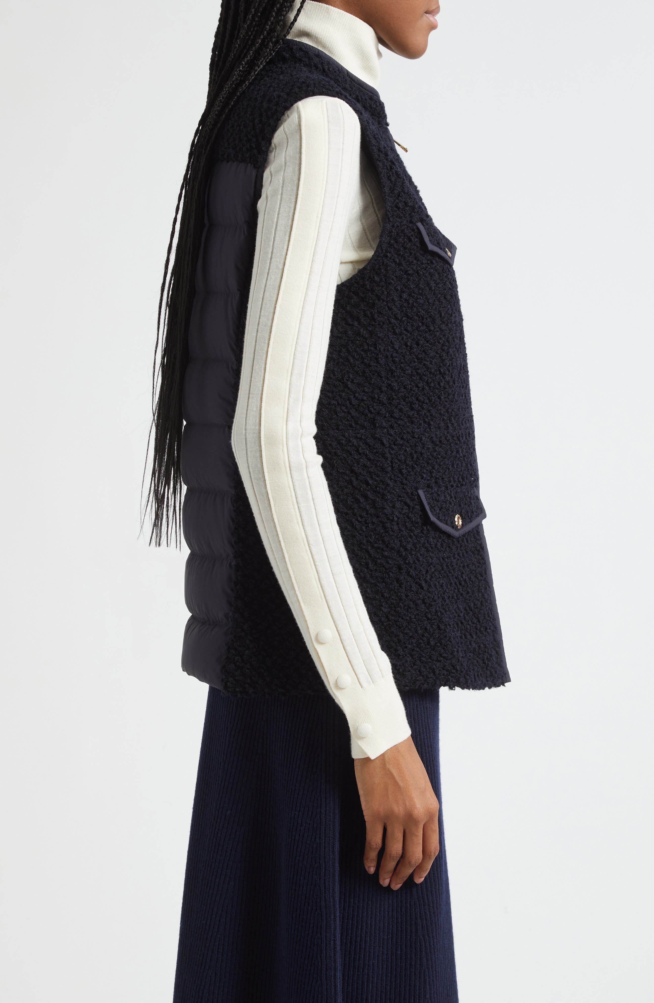 Moncler Fallavier Virgin Wool Down Vest in Dark Navy Blue at Nordstrom - 3